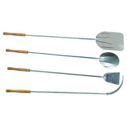 VIGOR-BLINKY ART1000 Set 4 Pale da Forno Acciaio Inox Manico Legno Pala Piatta Girapizza Paletta Brace Mezzaluna