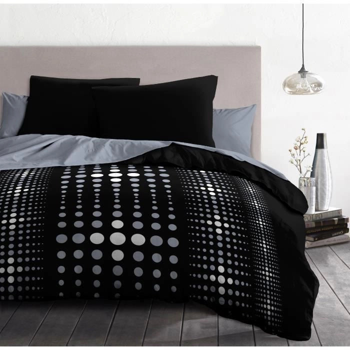 Copripiumino STEEVY in microfibra 220x240 cm e 2 federe 63x63 cm Nero