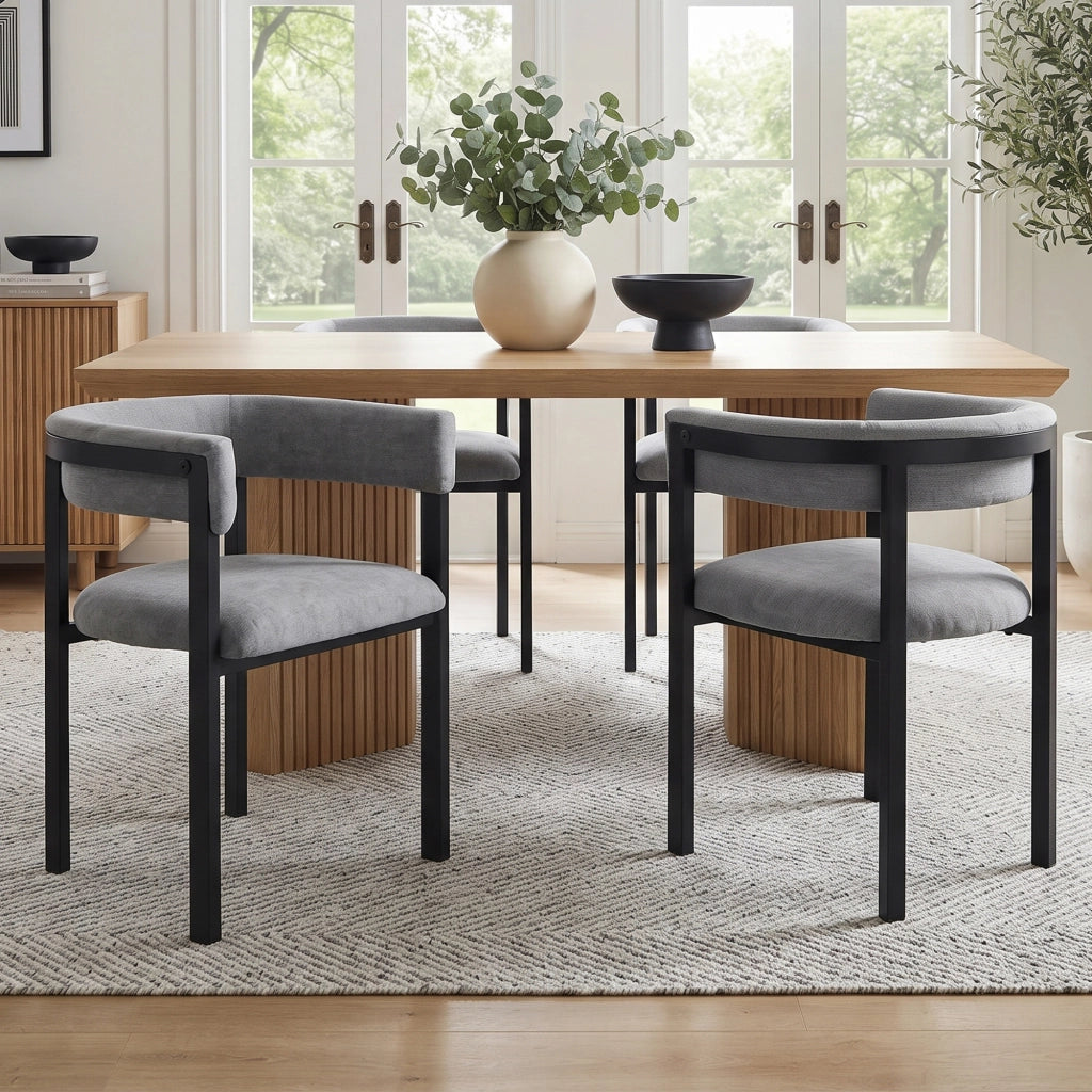 SEDIA da pranzo Set da 4 pezzi 61 x 50 x 76 cm Chenille Grigio