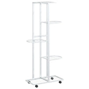 Fioriera | Cassetta per fiori | Vaso a 5 Piani con Ruote 44x23x100 cm Ferro Bianco