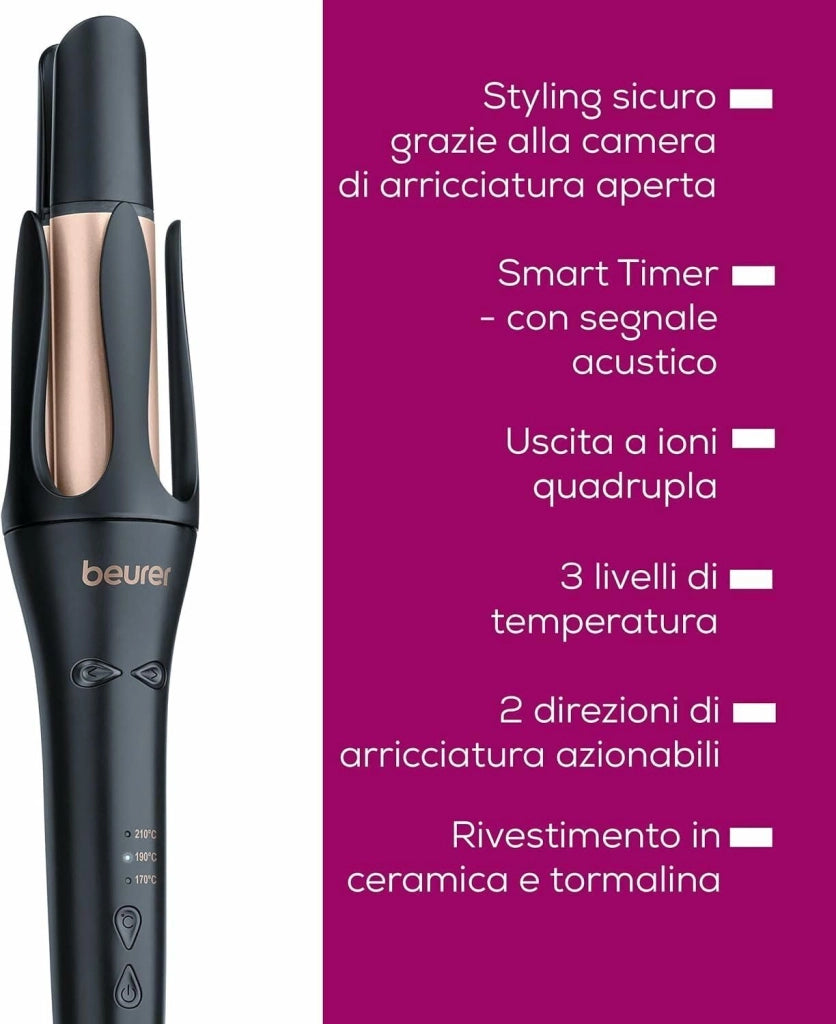 Beurer 59400 HS50 Ocean Piastra per capelli ceramica cheratina 11 livelli 120-220°C display LED spegnimento automatico colore Blu Petrolio