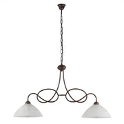 Lampadario Rustico Bistrot 2 Luci Ruggine e Bianco LuceArt Classic