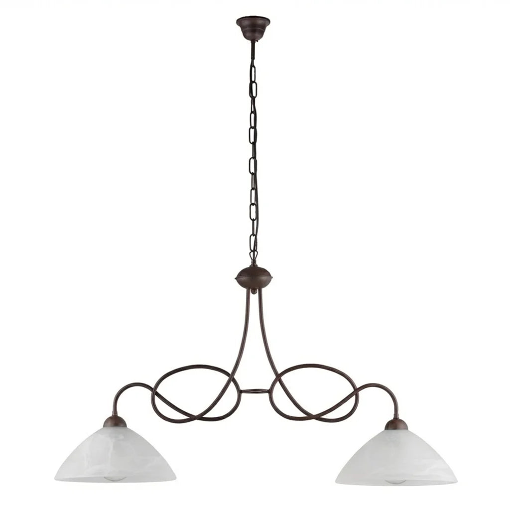Lampadario Rustico Bistrot 2 Luci Ruggine e Bianco LuceArt Classic