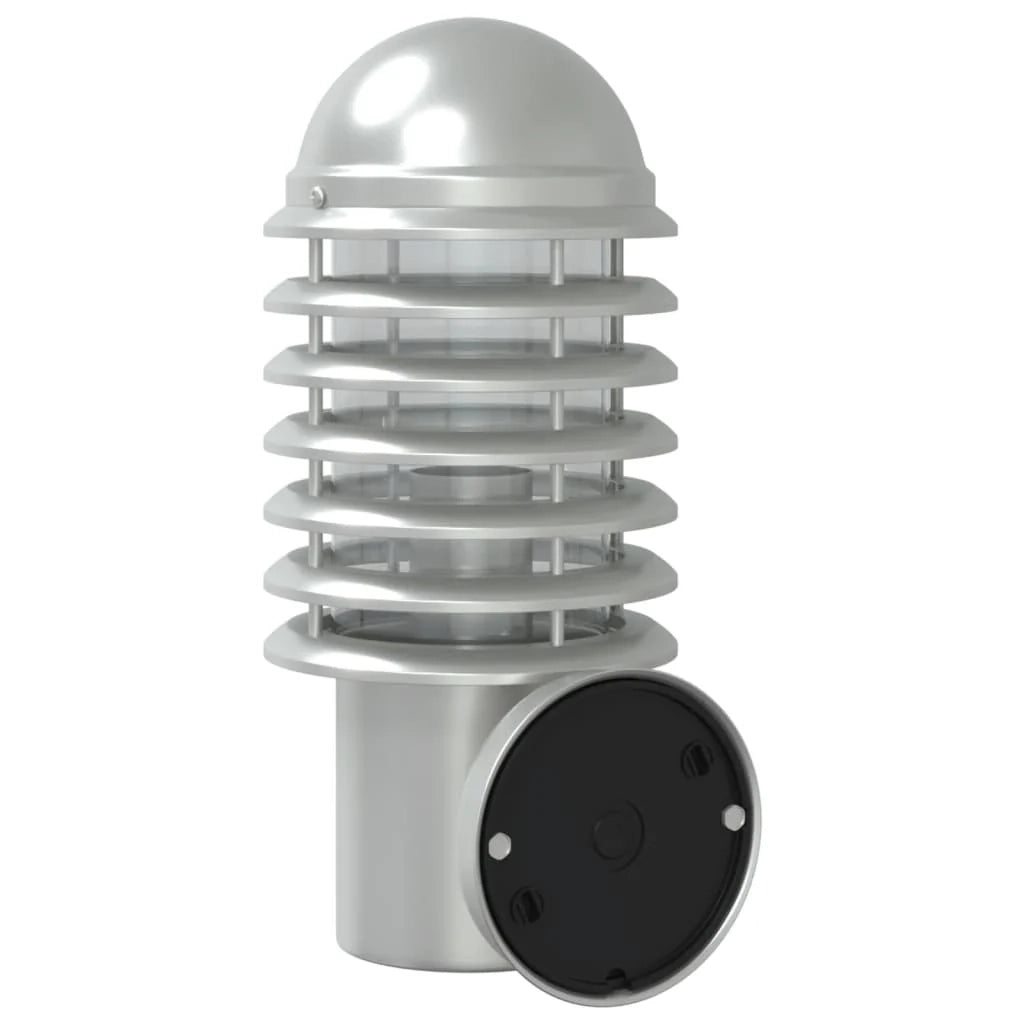 Set di 2 moderne lampade da parete per esterni da giardino 15 x 15 x 33,5 cm acciaio inox argento 02_0056568