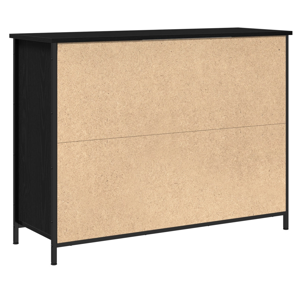 Credenza Nera in Rovere 100x35x75 cm in Legno Ingegnerizzato