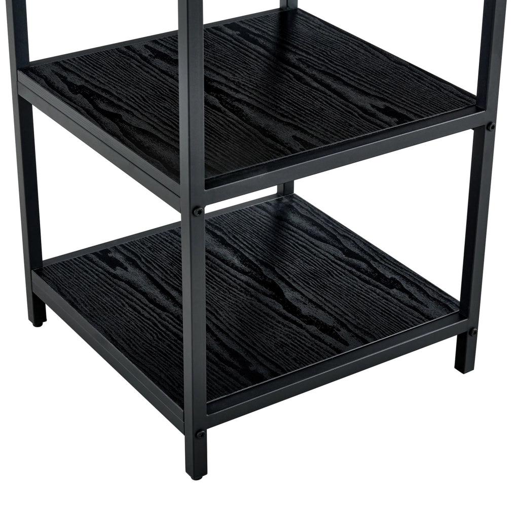 Tavolo da pranzo rotondo nero Ø107 cm con ripiani