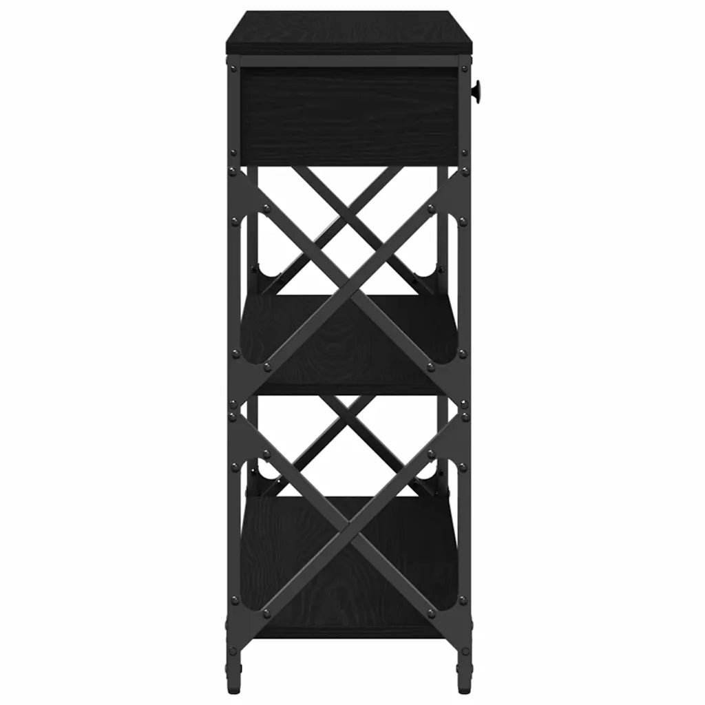 Tavolo Consolle con cassetto Rovere nero 75 x 28 x 75 cm 863537