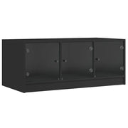 Tavolino da salotto | Tavolino da caff¨¨ | Tavolino da Soggiorno con Ante in Vetro Nero 102x50x42 cm