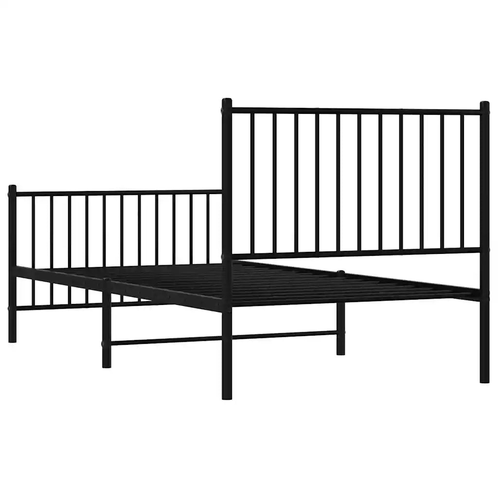 Giroletto con Testiera e Pediera-Struttura Letto Metallo Nero 90x190 cm 209438