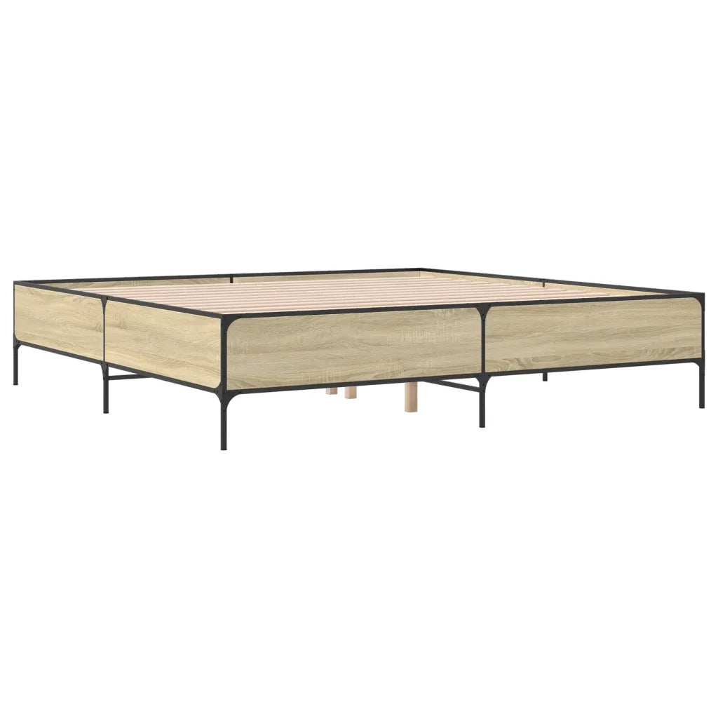 Giroletto-Struttura Letto Rovere Sonoma 180x200 cm in Legno Multistrato Metallo 438844
