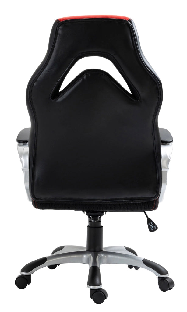 Sedia da ufficio Foxton in finta pelle nero/rosso