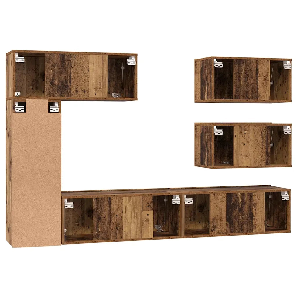 vidaXL Set mobile TV 6 pcs Legno vecchio 30.5 x 30 x 90 cm