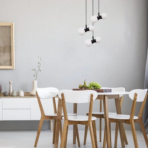 Lampadario Rabalux Lition nero vetro sfere bianche 6xG9