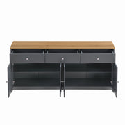 Credenza con 4 Ante e 3 Cassetti; Ripiani Regolabili; per Sala da Pranzo in MDF 160 × 37 × 75 cm Nero e Grigio