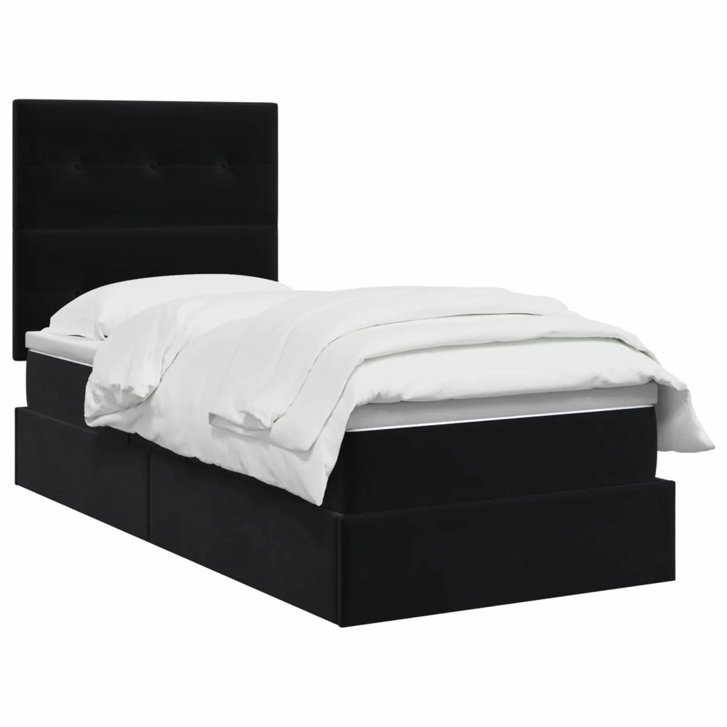 Letto con contenitore e materasso Nero 100 x 200 cm Velluto 3459671