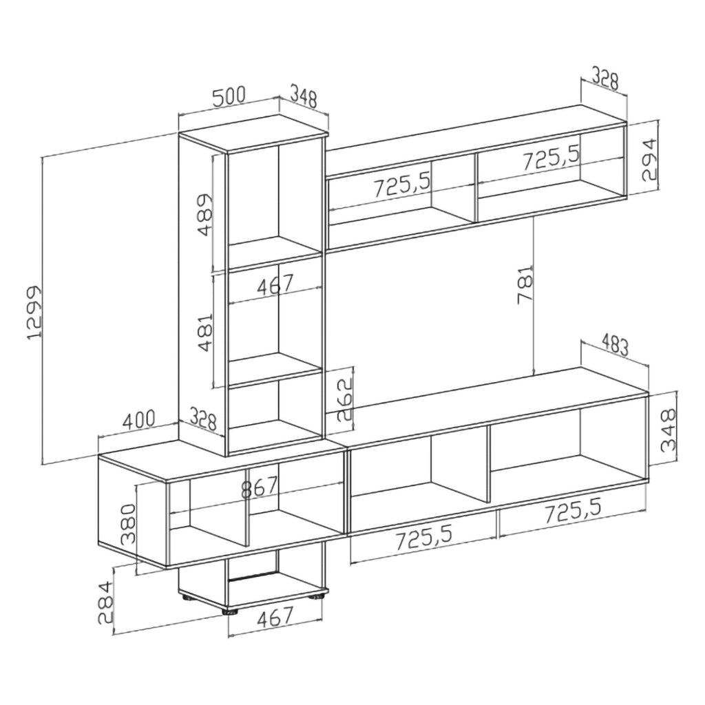 Mobile Soggiorno Isola, Parete Attrezzata Modulabile, Marrone Noce