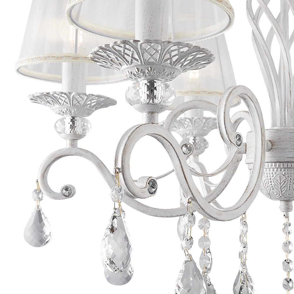 Maytoni lampadario shabby chic Grace 6 luci E14 bianco metallo diffusore PVC