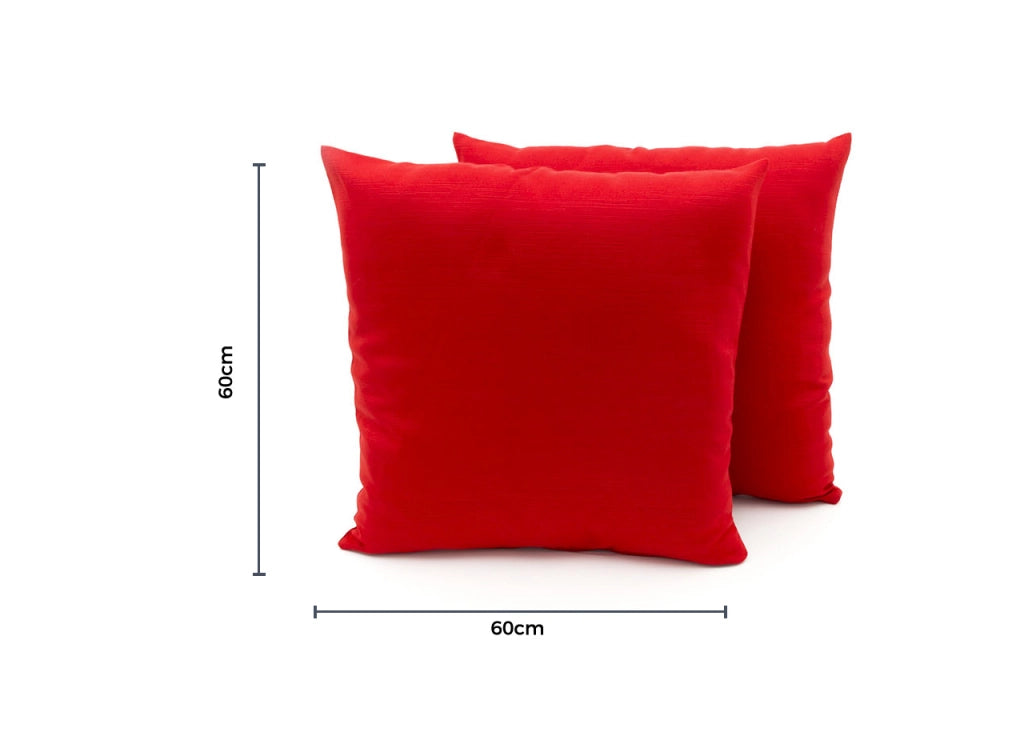 Coppia Cuscini Arredo Imbottiti Tessuto Ottoman In Tinta Unita Colore Rosso 20 - 60x60 - Rosso 20