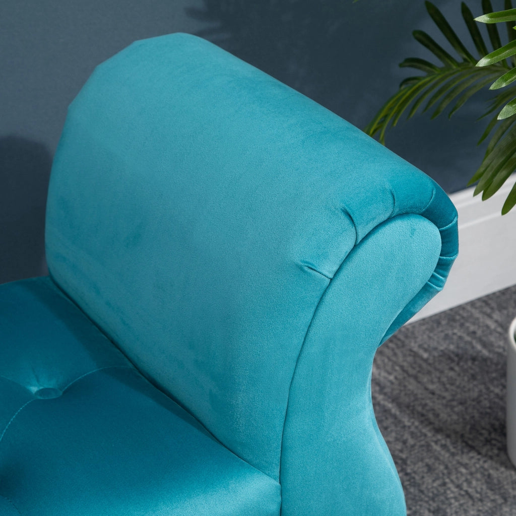 Panca imbottita vintage - con struttura robusta e seduta confortevole - in legno - blu