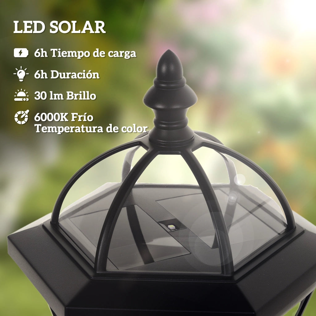 Set 2 Lampade da Giardino Solari LED Bianco 6000K IP44 ¨C zephmum ¨C Nero 18.5x18.5x129 cm