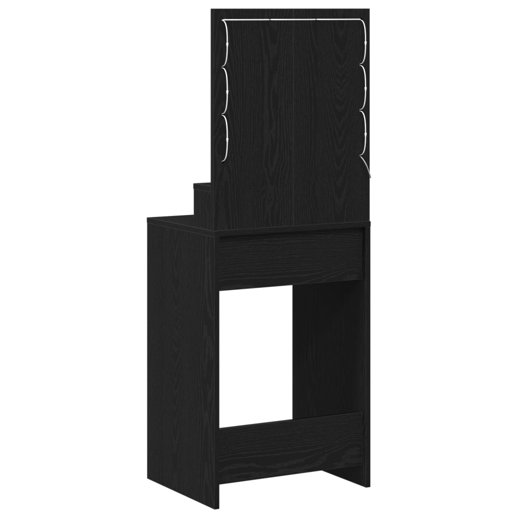 Toeletta  con luci LED Rovere Nero 50x41x135 cm