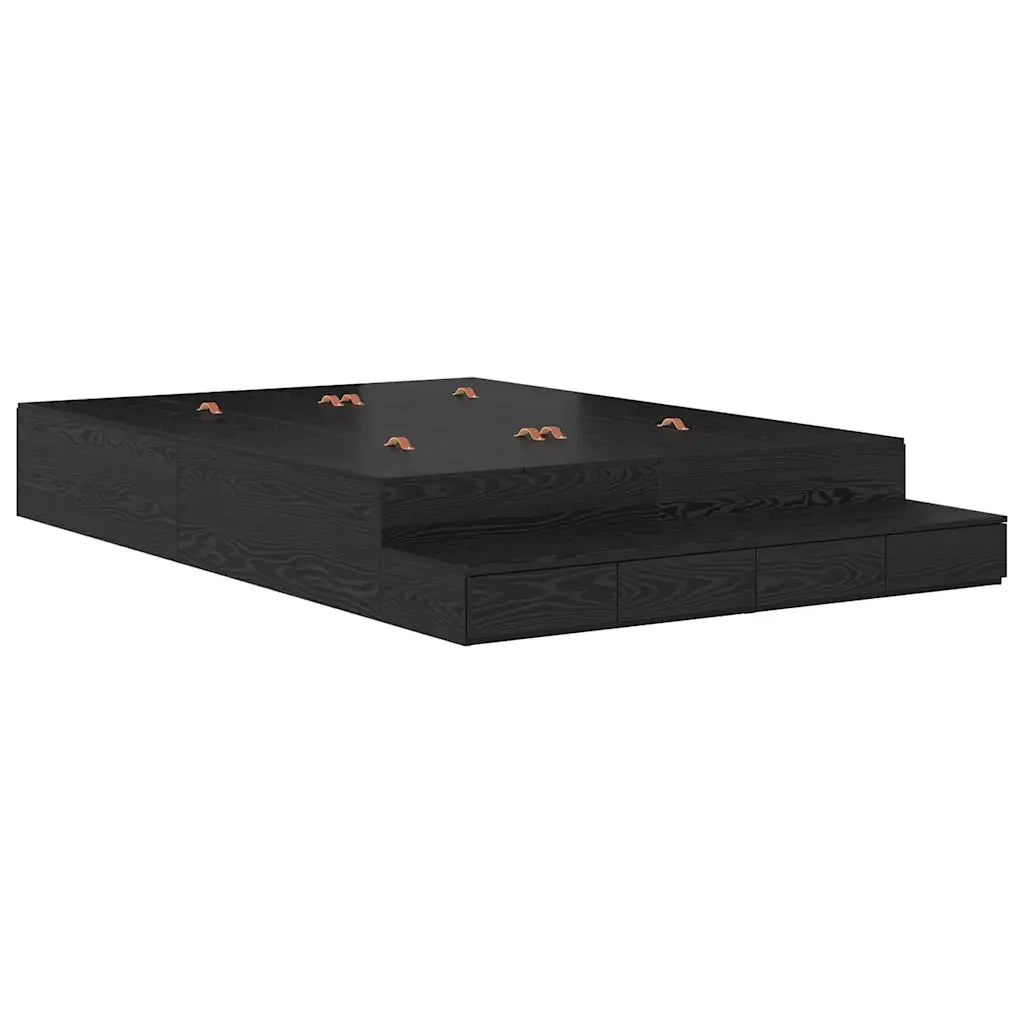 Struttura letto con contenitore con cassetto Rovere Nero 140 cm 3335694
