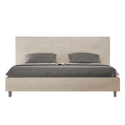 BS COM Letto matrimoniale king size contenitore imbottito 190x210 microfibra sabbia