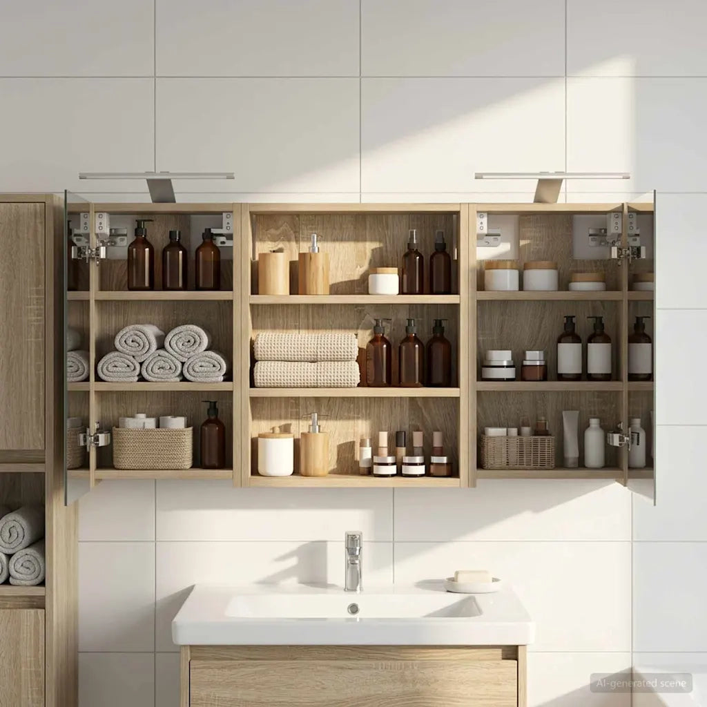 Set di Armadi da Bagno con lo scaffale 3 pcs 100 x 10,5 x 50 cm