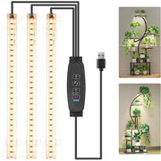 Lampada per crescita - Lampada per crescita a 3 strisce (33 cm) - IP54 impermeabile all'acqua - Lampade LED per la crescita di piante da appartamento e fiori - Dotata di un timer da 3/9/12 ore e 10 livelli di regolazione di illuminazione.