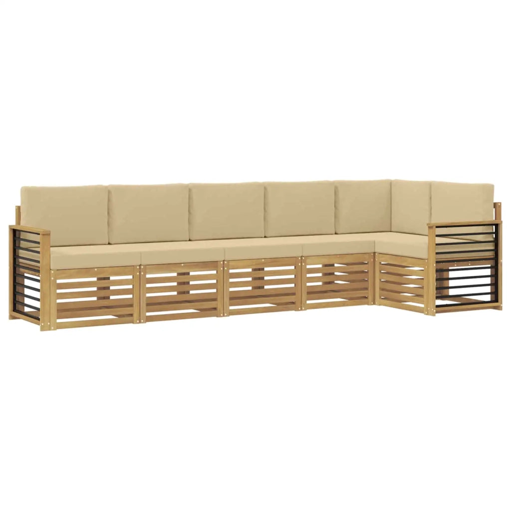 Set di divani da esterno 6 pcs Bianco e Beige 3391928