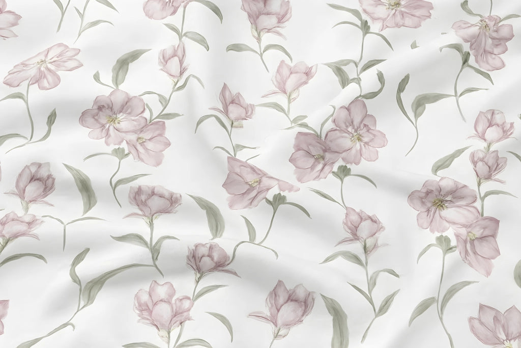 Coppia Federe Cuscino Letto Double Face 100% Cotone Disegno Magnolia GI - Federe - Rosa