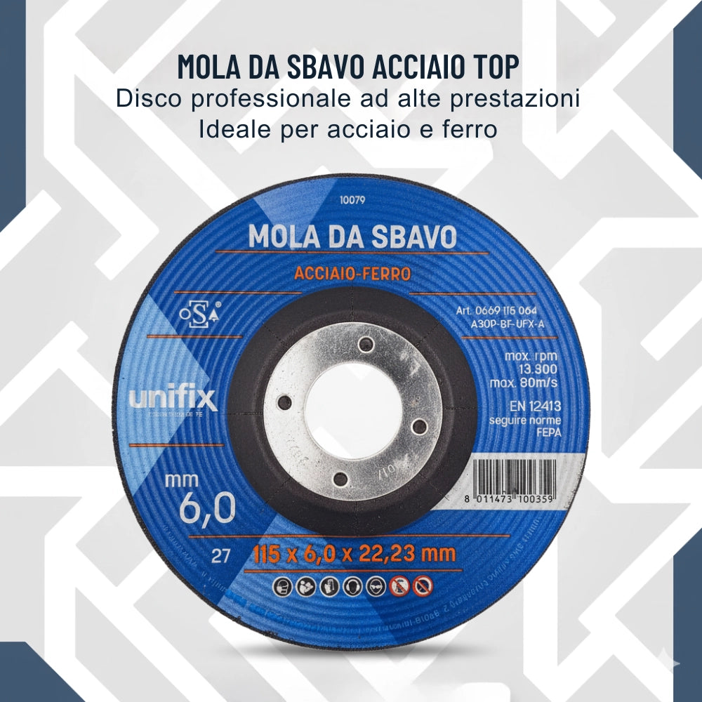 Mole da sbavo in acciaio per lavorazioni professionali Ø115 x 6,0 x 22 mm