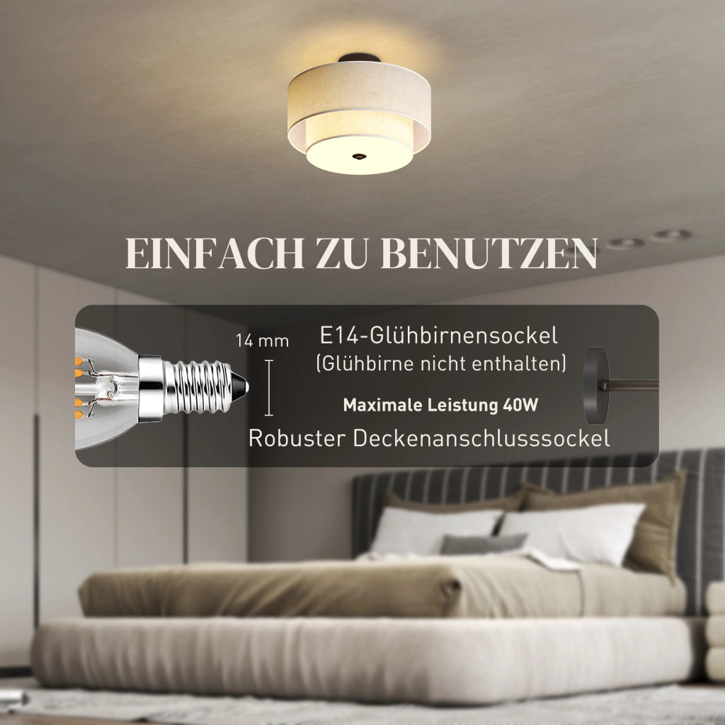 Lampada a sospensione ¨C Xylo ¨C doppio paralume effetto lino crema