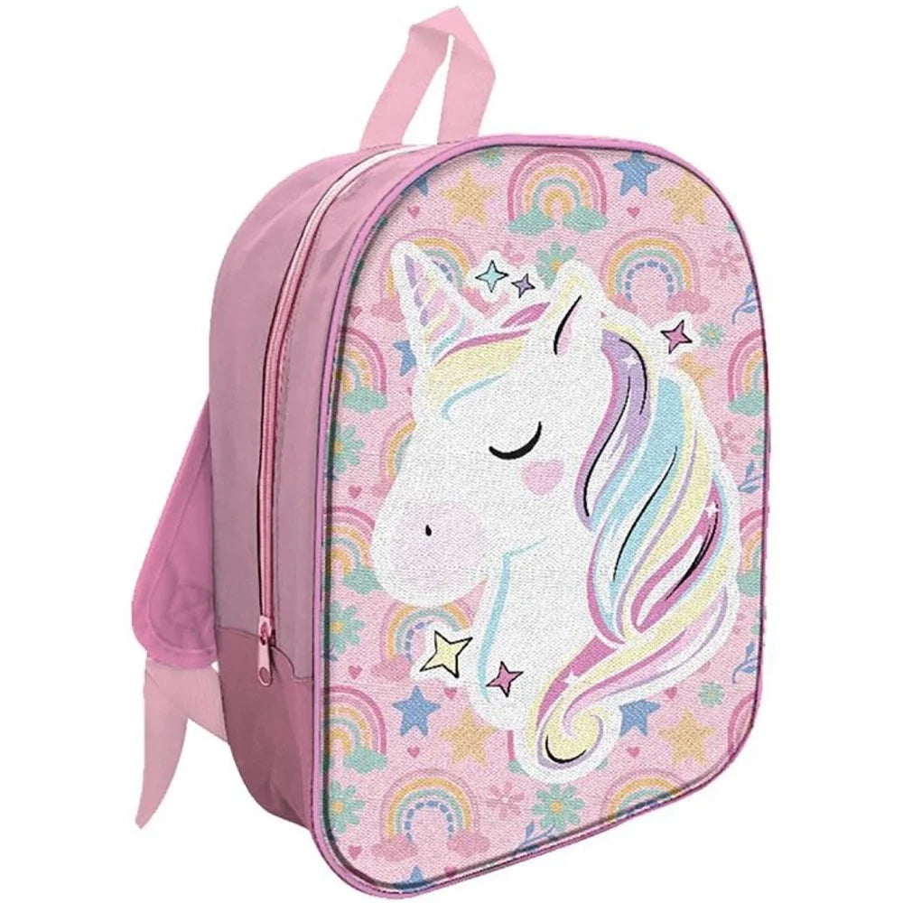 Trade Shop - Zaino Zainetto 3d 31cm Per Asilo Tempo Libero Bambine Design Unicorno Con Zip 737663 -