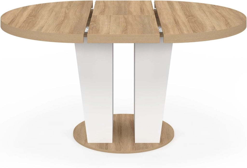 Tavolo da pranzo allungabile rotondo ELIAD 4-8 Persone legno e bianco 110-150 cm