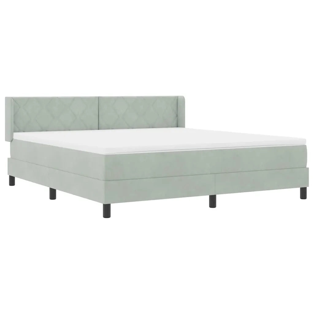 Letto a molle con testiera Grigio chiaro 200 x 180 cm Velluto 3341534
