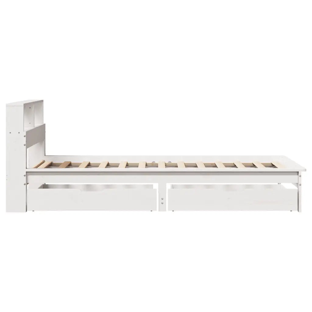Letto Libreria senza Materasso Bianca 90x200 cm Legno di Pino