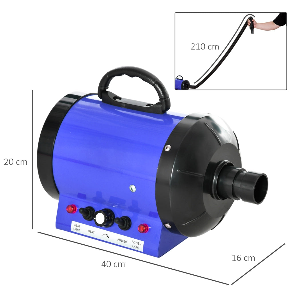 Asciugatore professionale per cani e gatti ¨C Xylo ¨C 2800W temperatura regolabile 3 ugelli blu