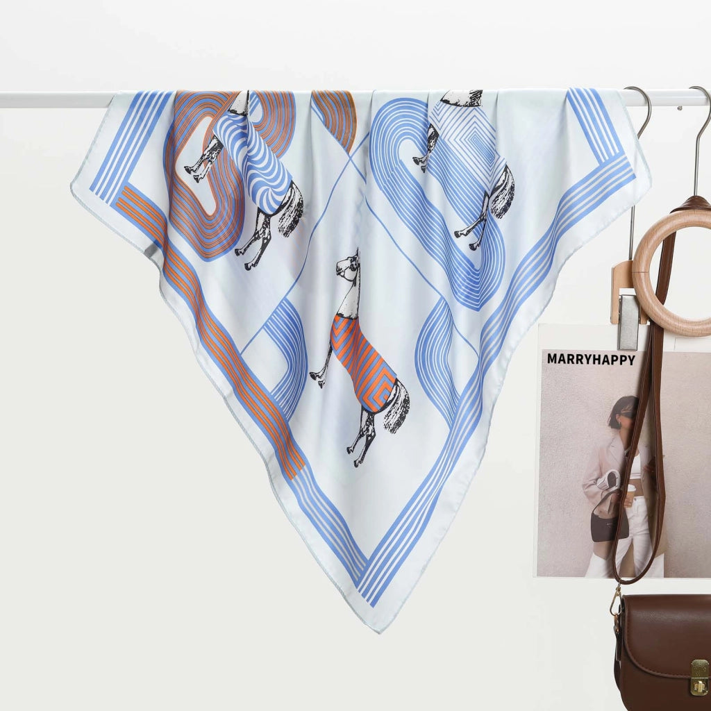 Sciarpa in seta con stampa zebrata, 70 cm, sciarpa quadrata in seta stampata, foulard da donna alla moda.