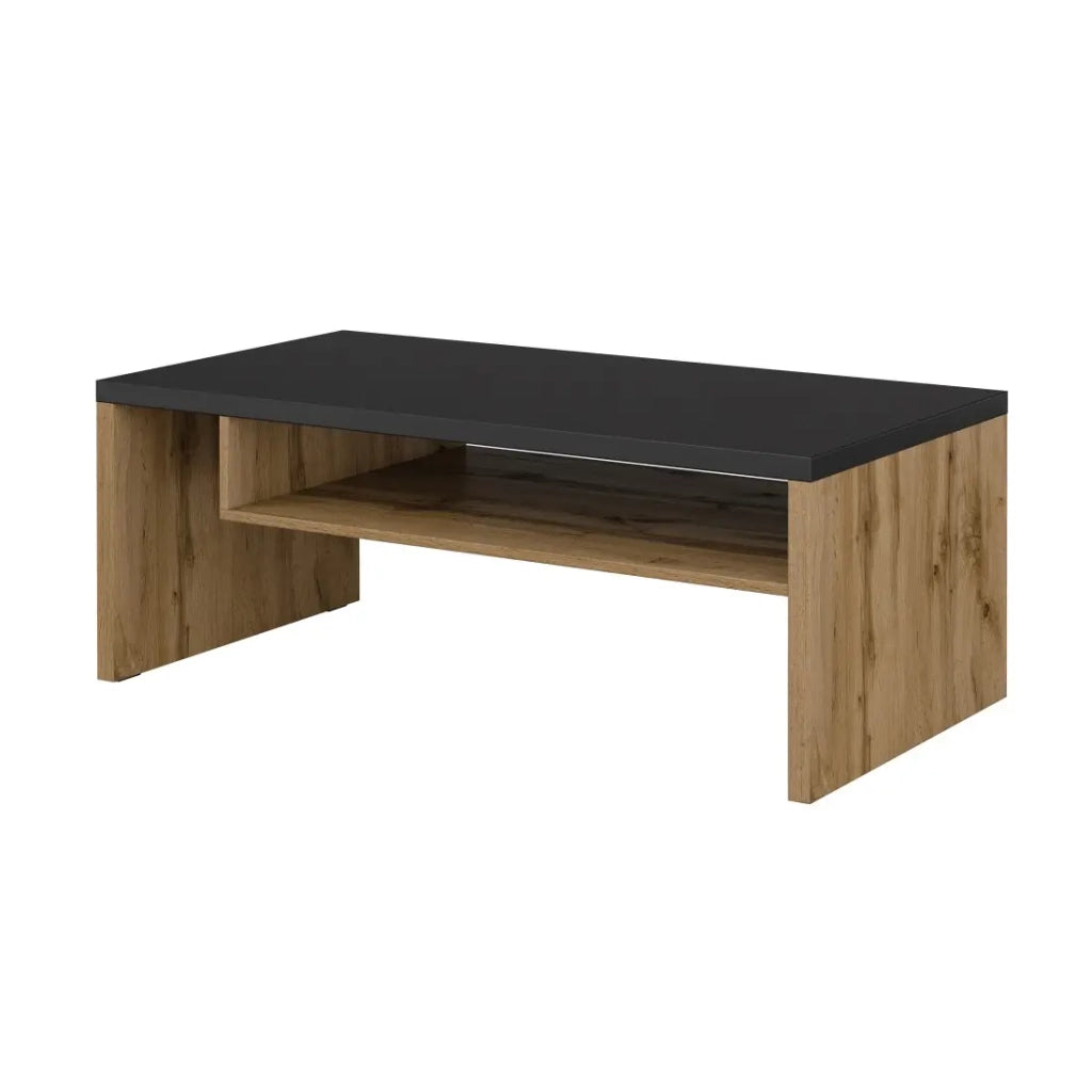 Set di 4 mobili collezione HAVANA color quercia e nero. Mobile TV XL, vetrina, tavolino, scaffale