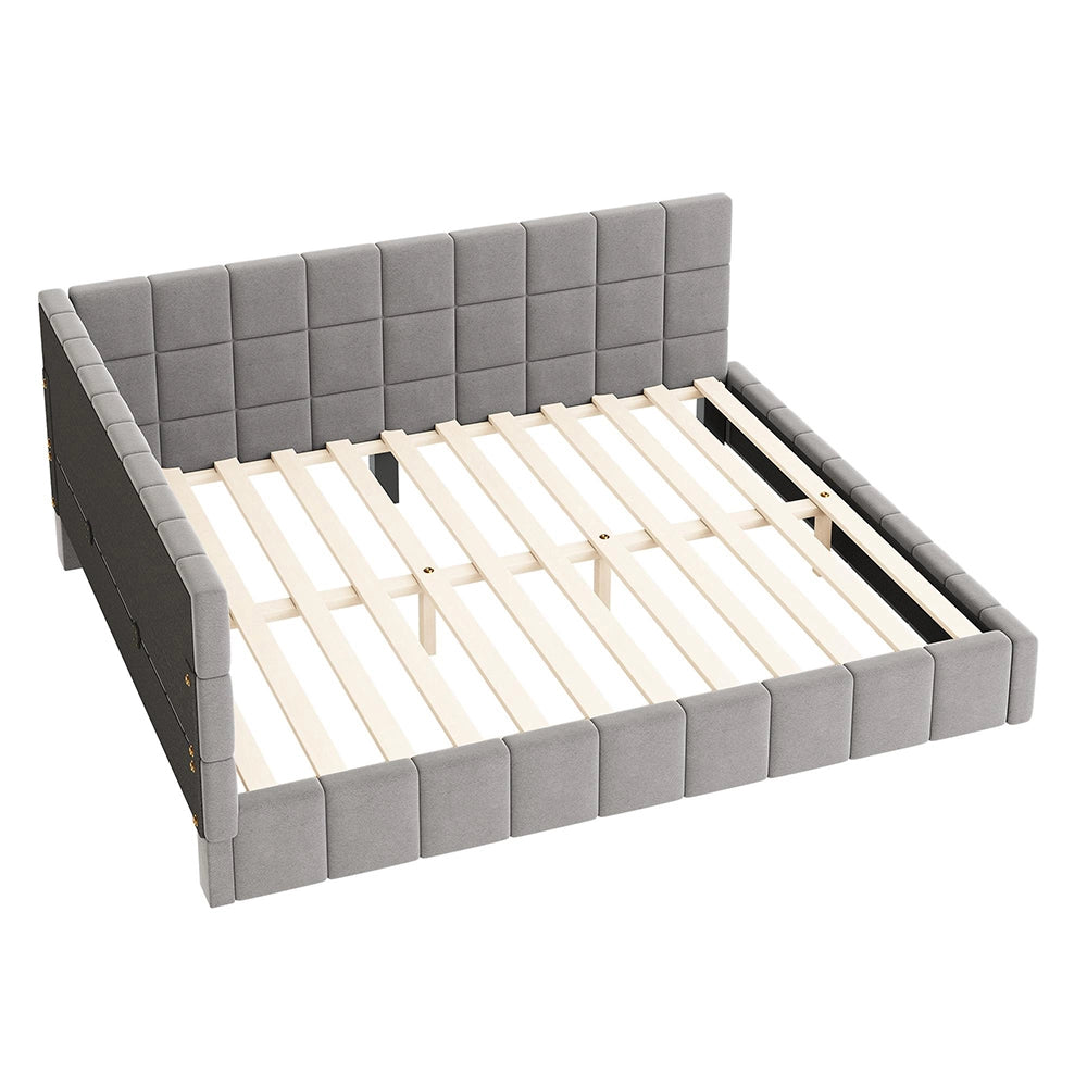 Divano letto - Xylo - 160x200 cm velluto morbido grigio