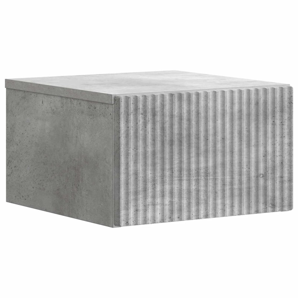 Set di 2 Comodini | Armadio da Notte | Mobiletto da notte a muro con cassetto Grigio Cemento