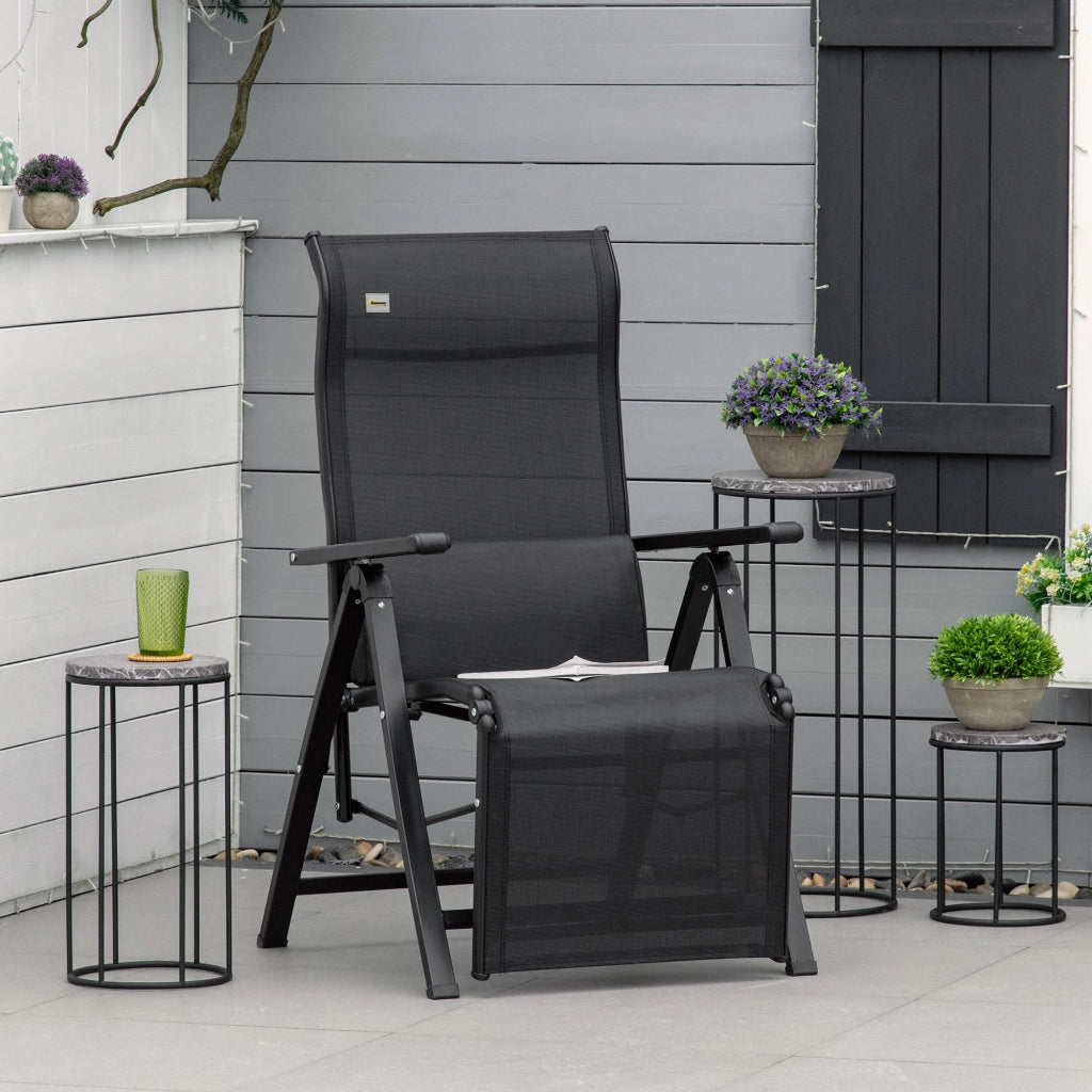 Sedia da Giardino Reclinabile Pieghevole ¨C Zephmum ¨C Nero, Respaldo Ajustable, 70x65x111 cm