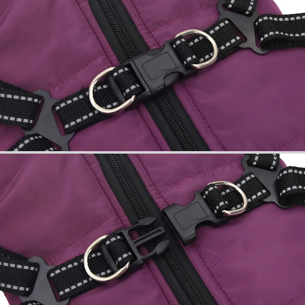 vidaXL Cappotto Cani Imbracatura Impermeabile Riflettente Viola L28