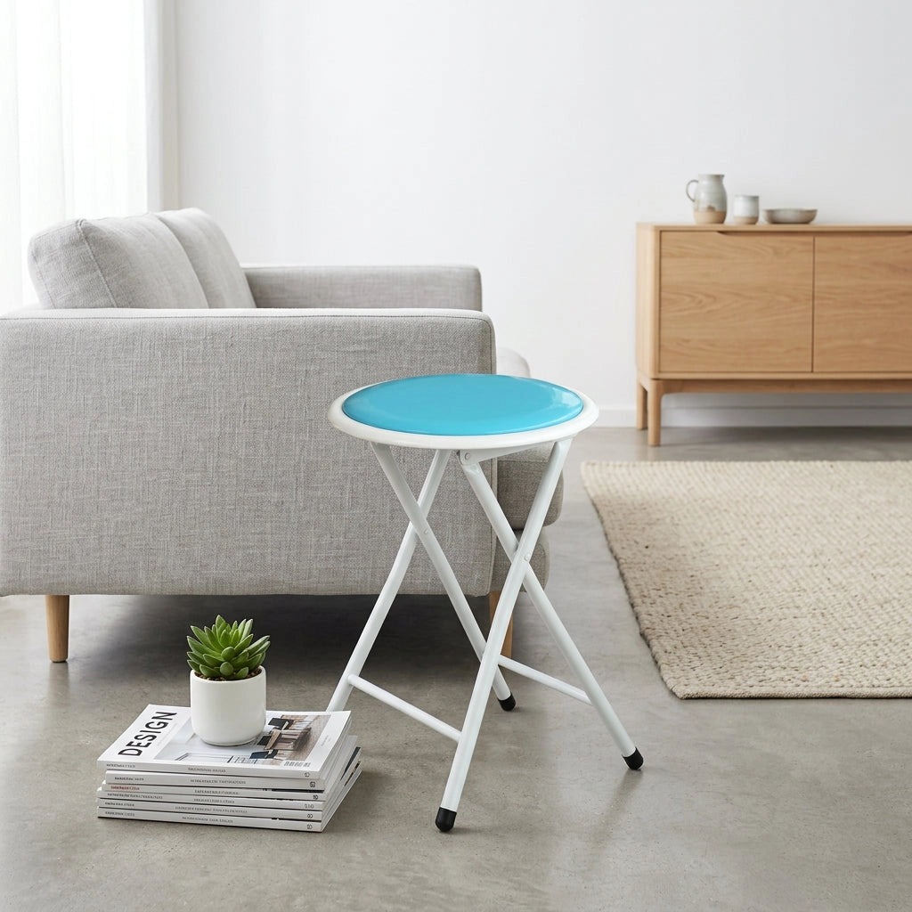 Sgabello Pieghevole Salvaspazio in Acciaio PVC cm 30x30x45 - SLIM