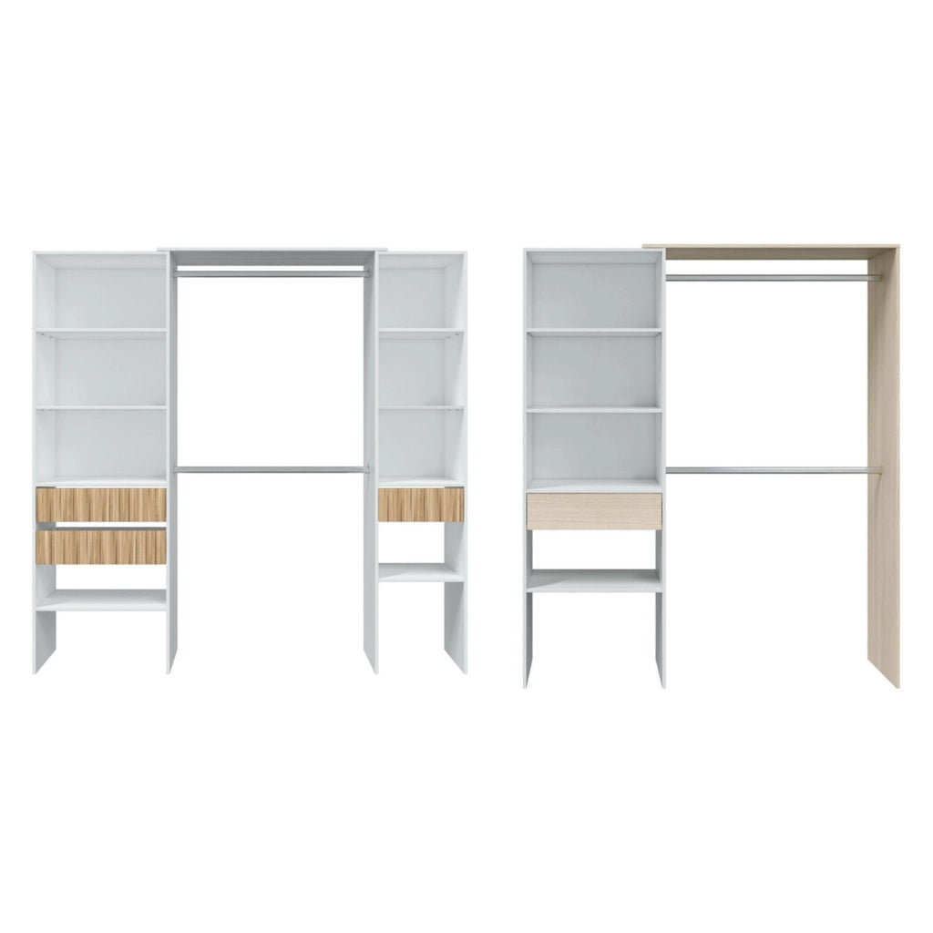 Armadio Camera da Letto Falcade, Guardaroba Grande Modulabile, 354x187h cm Bianco Rovere