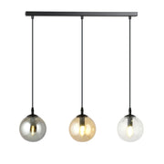 Sospensione Moderna 3 Luci Kali In Acciaio Nero E Sfere In Vetro Multicolor