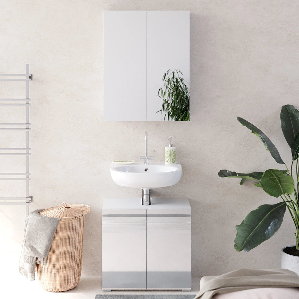 Vicco Set mobili bagno Bianco lucido 2 parti