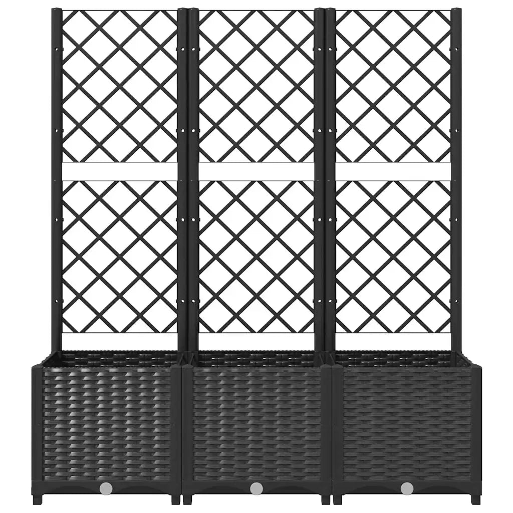 Fioriera da Giardino-Vaso da giardino con traliccio nera 120x40x136 cm PP