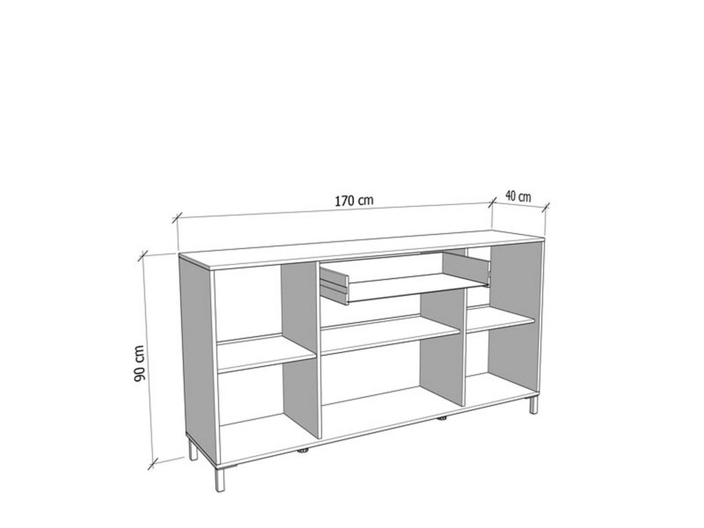 Madia Settime, Credenza un Cassetto, 170x40x90h cm Marrone Rovere Nodi
